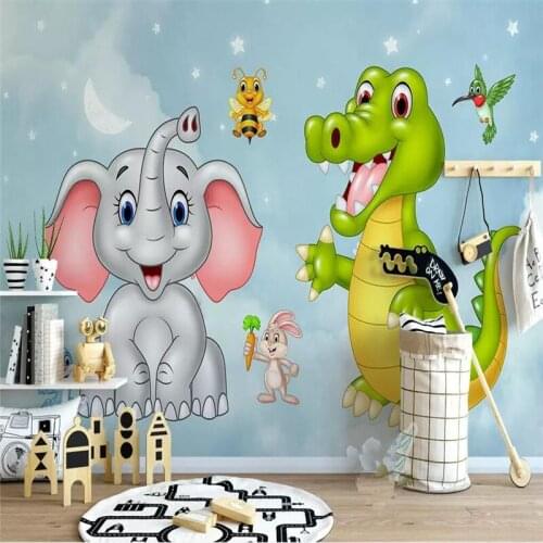 Baby elephant dinosaur children room background wall professional production mural wholesale wallpaper custom poster photo wall