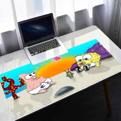 SpongeBobes Mousepad Gamer Non-slip Mouse Pad Accessories Keyboard Laptop Padmouse Speed Desk Mat Computer 900x400 Mausepad