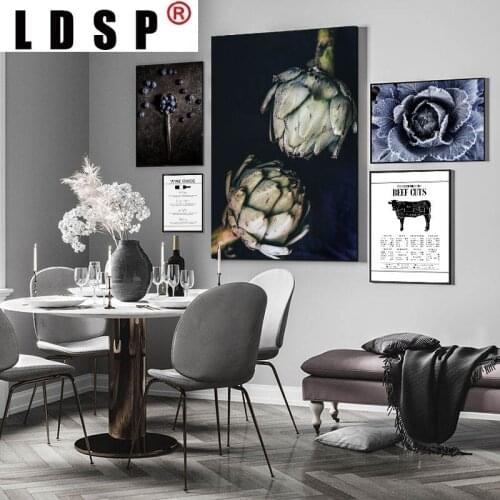 LDSP Purple Cabbage Beef Blueberry Garlic Wine Canvas Painting Wall Art Print Poster Picture Modern Kitchen Dining Room Decor
