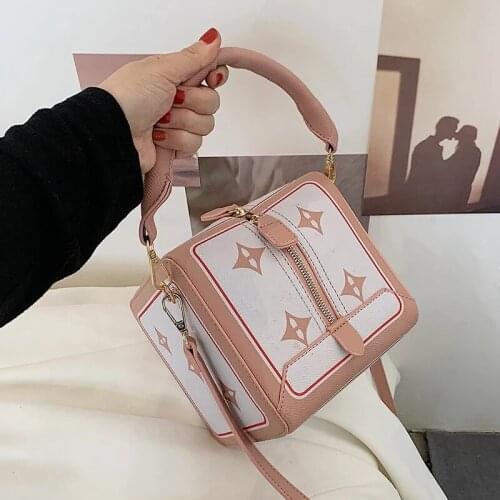 Box Design Small Flower Pattern PU Leather Bag Crossbody 2021 Summer Luxury Brand Chain Shoulder Handbags and Purses 3 colour
