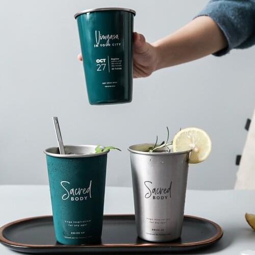 500ML Stainless Steel Metal Beer Cups Portable Cold Drink Mug Winebowls Coffee Milk Water Cup Fashion Logo Drinkware Bar Tools