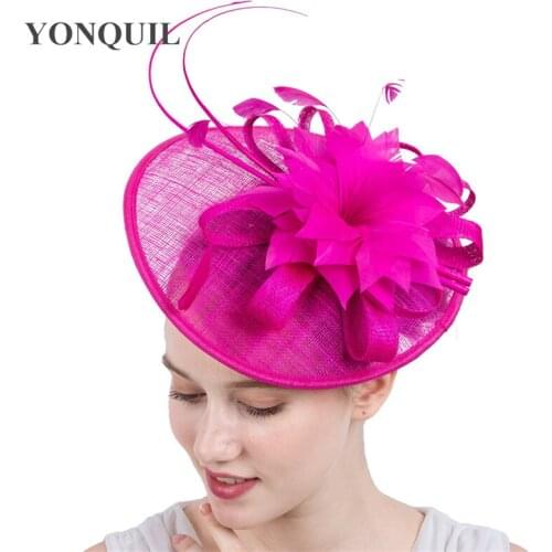 Hot Pink Sinamay Fascinator Hat For Bridal Weeding Occasion Kentucky Derby Ascot Races Melbourne Cup High Quality Or 20 Colors