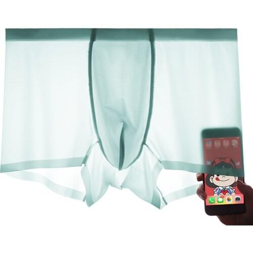 Men Sexy Underwear Shorts Underpants Pouch Soft Panties Mens ultra-thin breathable boxer shorts ice silk seam majtki mes