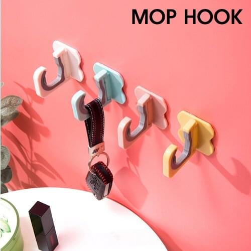 Wall Mounted Mop Holder Hooks Broom Mop Organizer For Bathroom Kitchen Toilet Brush Mops Clip Rack Kitchen Tools Storage Hanger