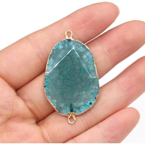 Natural Stone Connector Irregular Egg-Shaped Dragon Stripe Agates For Jewelry Making DIY Necklace Bracelet Accessory