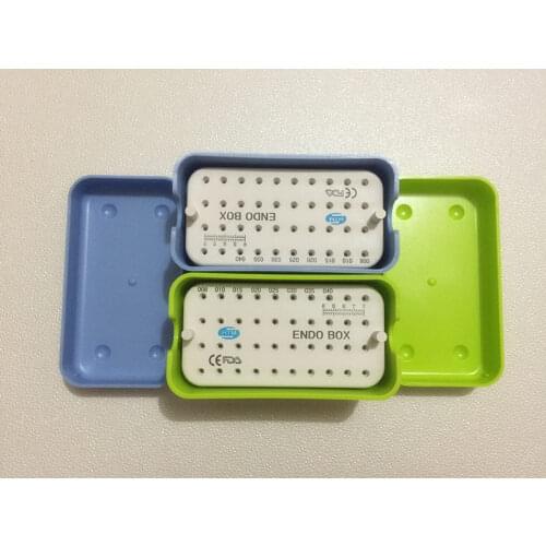 2Pcs/set New Dental BLUE&GREEN Plastic Endo Box With A Ruler