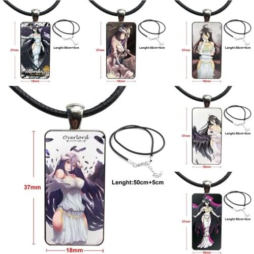 Sexy Anime Girl Overlord Albedo For Schoolgirl Maxi Glass Pendant Galaxy Pendant Necklace Women Steel Plated Necklaces Jewelry