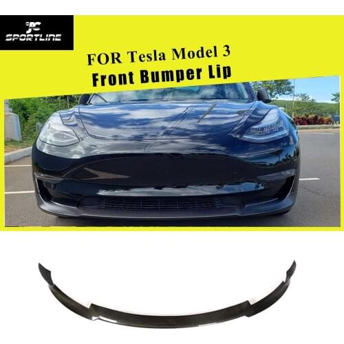 For Tesla Model 3 Base Sedan Long Range Sedan 4-Door 2016 - 2018 Carbon Fiber Front Bumper Lip Splitters Spoiler Guard