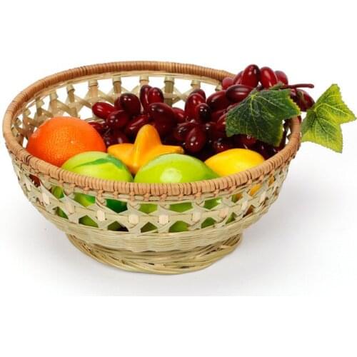 Hand-woven Bamboo Snack Fruit Snack Plate Home Decoration Desktop Storage Dish Candy Bread Dessert Box Handmade Tray Decor Craft