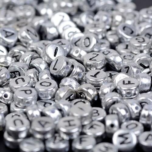Silvers Colors Round Flat Letter Mixed Acrylic Loose Spacer Alphabet Beads For Diy Bracelet Necklace Handmade Jewelry Making