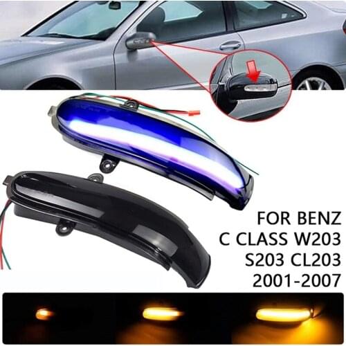 Blue&Yellow LED Dynamic Rearview Mirror Lights for Benz C Class W203 S203 CL203 2000-2007 Turn Signal Lamp Indicator