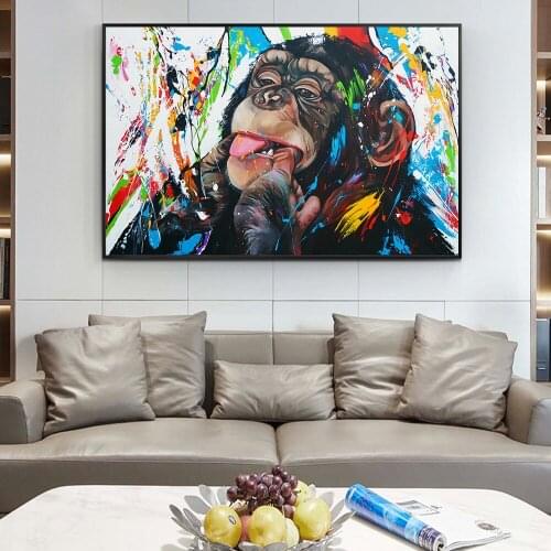 Modern Monkey Graffiti Art Canvas Paintings Street Art Canvas Posters And Prints Wall Art Animals Pictures Kids Room Wall Decor