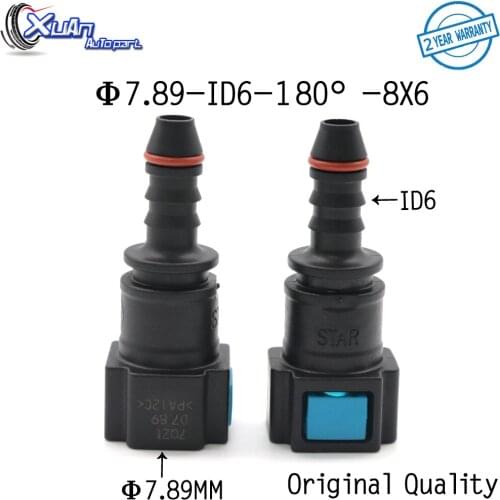 XUAN 2ps 7.89mm 7.89 ID6 Auto Female Connector 5/16 Fuel Pipe Joint Universal 24.5 Fuel Line Quick Connector Lengthened Fittings