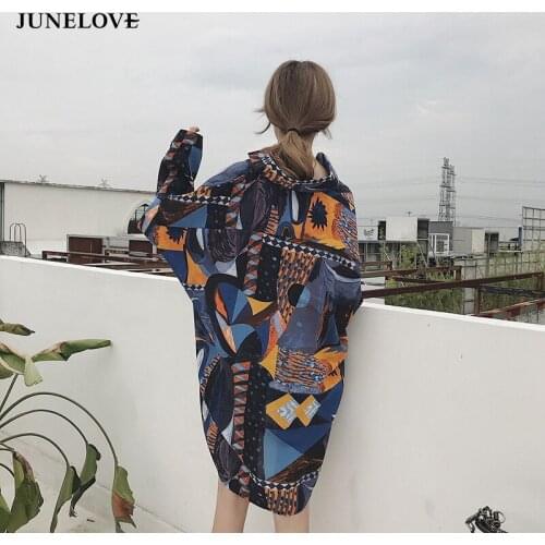 JuneLove Harajuku Wild Shirt Female 2020 Spring New Loose Long-sleeved Women Blouses and Tops Casual Fashion Women Print Tops