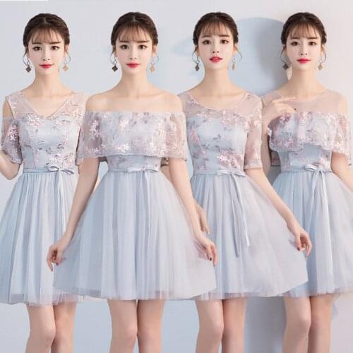Embroidery Floral Appliques Sexy Sister Graduation Wedding Party Summer Bridesmaid Dresses Women Dress Vestidos 835
