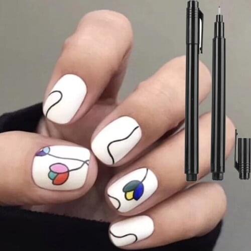 1 Pcs Nail Art Graffiti Pen Nail Art Doodle Pen Waterproof Drawing Painting Liner Brush DIY Flower Abstract Lines Nail Art Tools