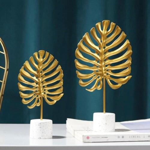 1pc Nordic Wrought Iron Turtle Leaf Ornament Gold Home Decoration