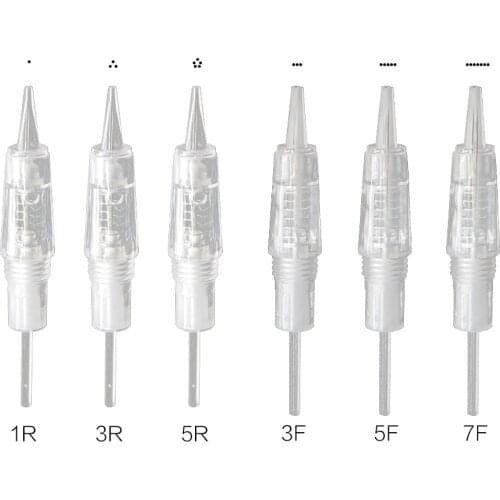 100PCS 1R/3R/5R/3F/5F/7F Disposable Microblading Cartridge Needles 0.30mm Tattoo Diameter blades for PMU Machines(Twist in