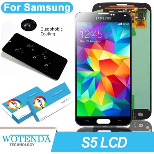 100% Original 5.1'' Super AMOLED LCD Display Touch Screen Digitizer Assembly for Samsung Galaxy S5 G900F G900H Repair Parts