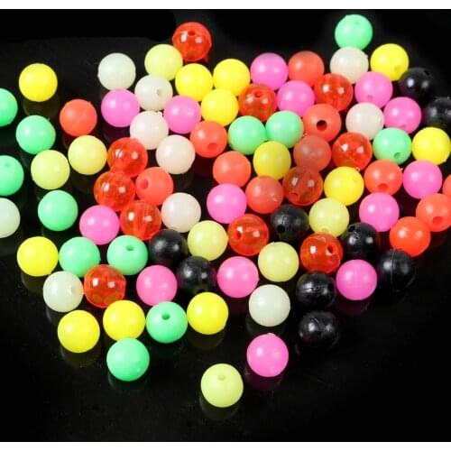 100pcs/lot Mixed color Fishing Beads Hard Beads Fishing Round Fishing Stopper Beads Fishing Lure Tackle Accessories