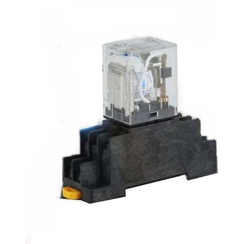 2pcs relay MY2P HH52P MY2NJ 220V AC coil high quality general purpose DPDT micro mini relay with socket base holder