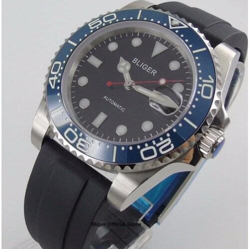 40mm BLIGER Logo Luminous Bezel Automatic Mens Watch Auto Date SS Watch Case Miyota/Mingzhu Movement