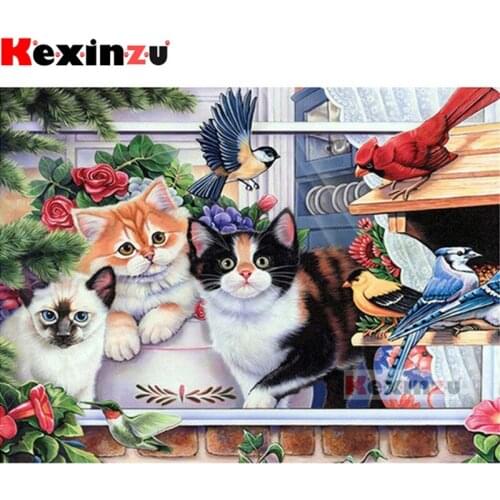 5D DIY Full Square/Round Drill Diamond Painting "Cat and flower" 3d Embroidery Mosaic Cross Stitch Wall Stickers Decor Gift X96