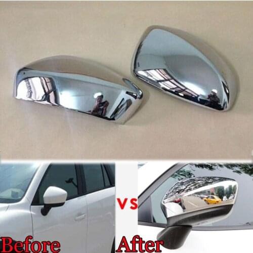BBQ@FUKA 2pcs For Mazda CX-5 CX5 2012-2014 Car Chrome ABS Rearview Mirror Trim Cover Rear View Frame Cover Styling Accessaries