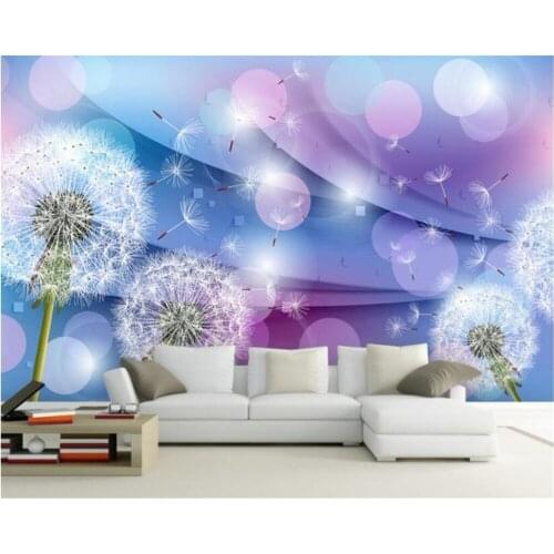 Beibehang Custom Living Room Wallpaper Fashion Romantic Dandelion Butterfly Square 3D Stereo TV Background Wall papel de pared