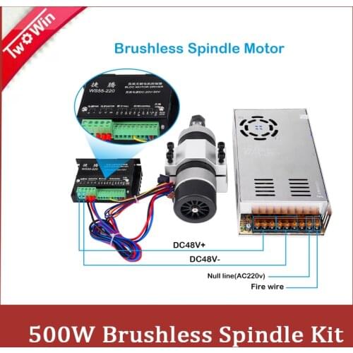 Brushless 500W CNC Router Spindle ER11 or ER16 High speed Motor + Clamp Bracket + brushless Motor Driver + Power Supply