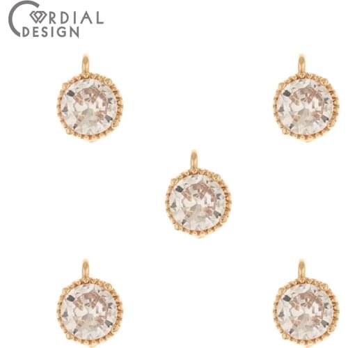 Cordial Design 100Pcs 7*9MM Earrings Accessories/Hand Made/DIY Pendant/Round Shape/CZ Charms/Jewelry Findings & Components