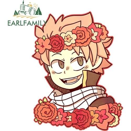 EARLFAMILY 13cm x 9.8cm for Anime Fairy Tail Natsu Car Assessoires Stickers Scratch-Proof Waterproof Decals Windshield Decor