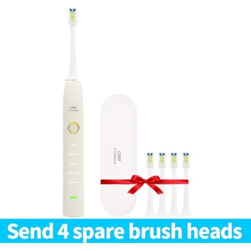 CFAY Electric Toothbrush Rechargeable USB Waterproof Electric Tooth Brush with Case Oral Sonic Szczoteczka Soniczna Adult 4 Head