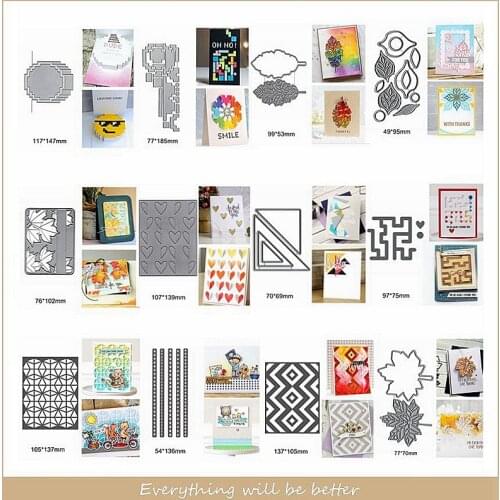 Round Leaves Heart Maple Leaf Maze Triangle Square Metal Cutting Dies Make Cards Stencils Decorate Paper Scrapbook Craft New DIY