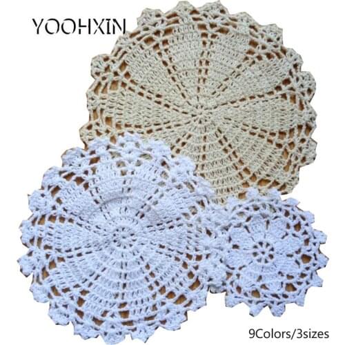 TOP lace cotton table place mat cloth crochet Round placemat tea coffee round pad Christmas dining coaster cup mug doily kitchen