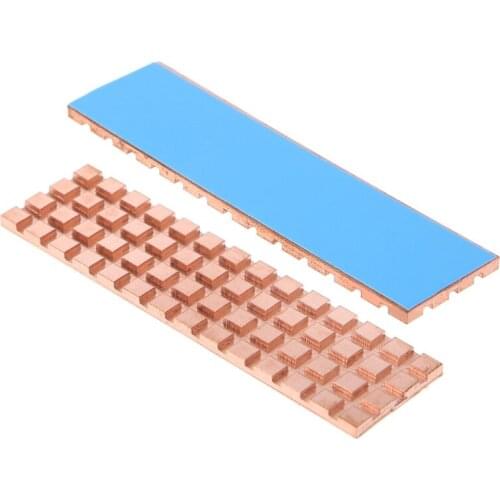 Copper Heatsink Cooler Heat sink Thermal Conductive Adhesive For M.2 2280 PCI-E NVME SSD 67*18mm Thickness 2mm/3mm/4mm C26