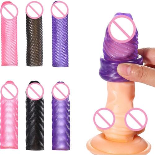 Reusable Condom Cock Rings Adult Erotic Products Sex Toys For Man Penis Sleeve Penis Extension Enlargement Delayed Ejaculation