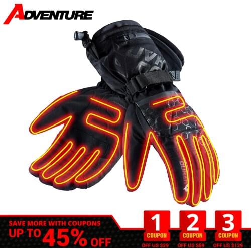 Motorcycle Heated Gloves Men Women Touch Screen Guantes Moto Warm Heated Motorcycle Gloves Waterproof Winter Full Finger Gloves