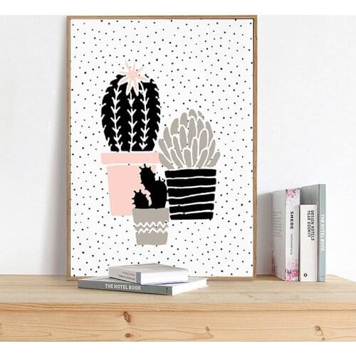 Cartoon Plant Cactus Posters And Prints Minimalist Canvas Painting Nursery Wall Art Pictures Modern Living Room Home Decor