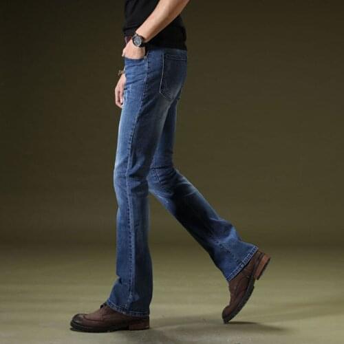 Jeans Men 2019 Spring and Autumn New Mens Micro Horn Jeans Mens Stretch Slim Korean Hole Blue Jeans Size 28-36 38