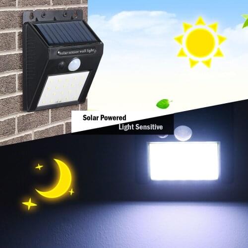 20 LEDs Solar Powered Energy Wall Lamp Light Drop shipping