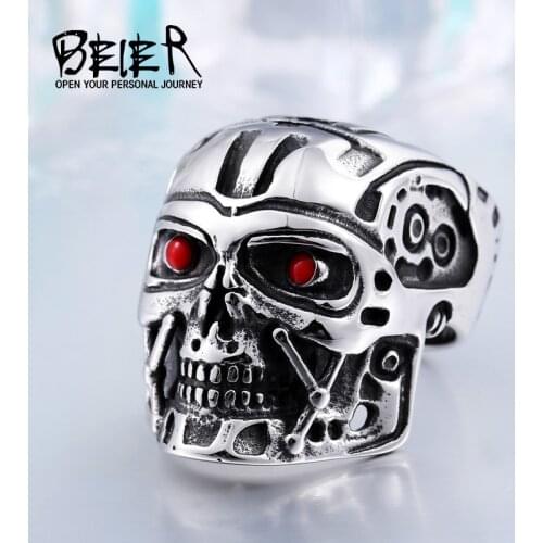 BEIER new store Fashion T800 Terminator Ring Factory Price 316L Stainless Titanium Steel Movie Jewelry BR8-259