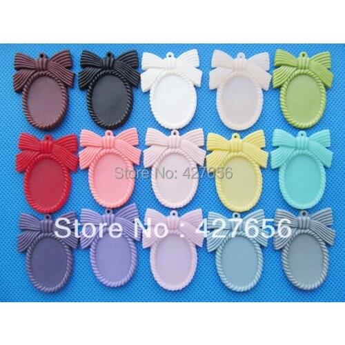 30pcs Oval Flatback Resin Bowknot/Bow tie Frame Charm Finding,Filigree Border Base Setting Tray ,for 18x25mm Cabochon/Cameo