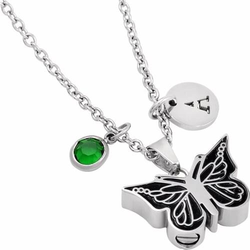 Butterfly Ashes Keepsake Memorial Jewelry Cremation Urn Necklace Stainless steel Pendant for Love
