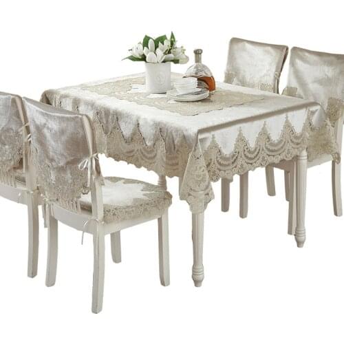 Europe Style Luxury Comfort Tablecloth Lace Edge Dustproof Covers For Table Chair Cover Home Party Table Cloths High Quality