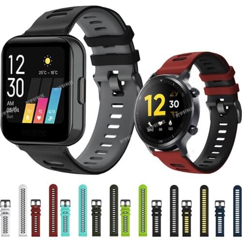 Silicone Watch Band for Realme Watch S Strap Bracelet Sport Watchband for Realme Watch Wristband Double Color Replacement Correa