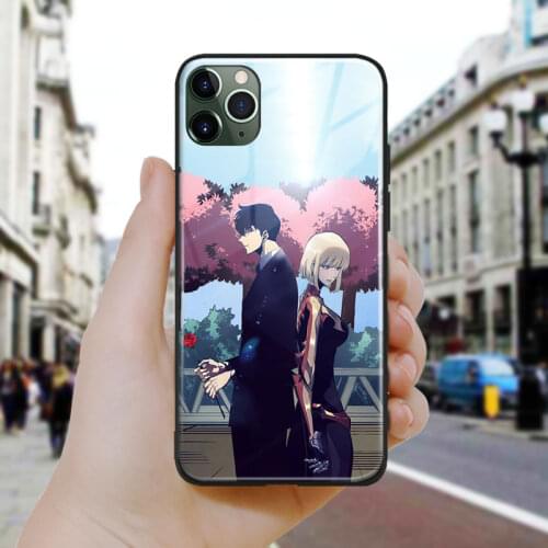 Cha Hae and jin woo Solo Leveling Silicone Glass Phone Case Cover Shell For iPhone SE 6 6s 7 8 Plus X XR XS 11 12 Mini Pro Max