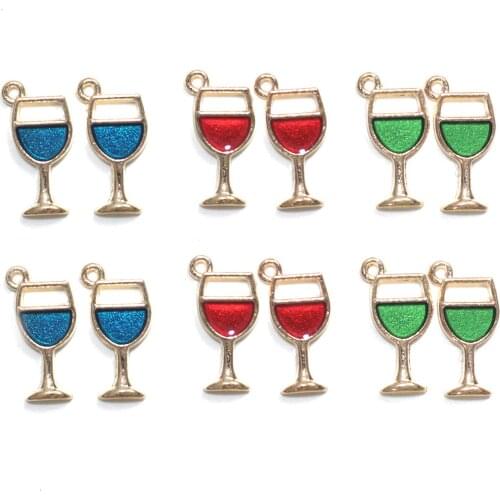 Cute 10pcs/lot Enamel Wine Cup Charms Pendants Neacklace Earrings Charms DIY Handmade Craft Charm Jewelry Making