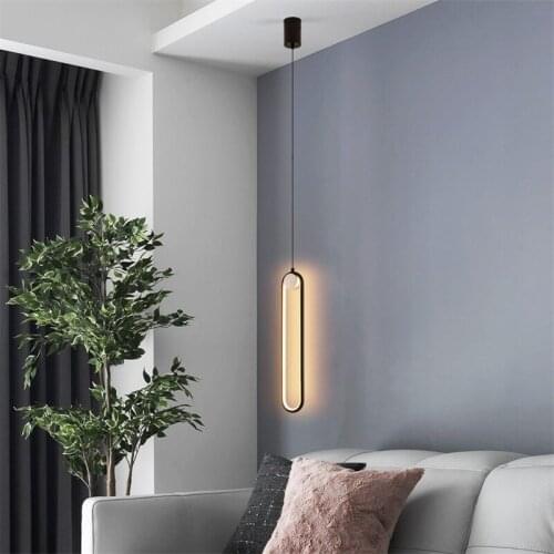 Nordic Minimalism Modern Pendant Light LED Kitchen Hanging Lamps Bedroom Lamp Iron Art Line Hanglamp Living Room Pendant Lights