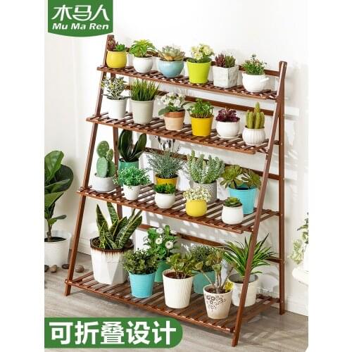 Flower Rack Storage Balcony Decoration Living Room Interior Non-Solid Wood Multi-Layer Floor Type Succulent Iron Green Radish